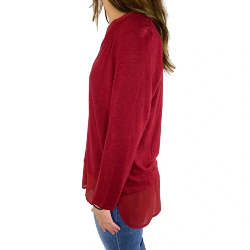 Lucky Brand Burgundy Long Sleeve Casual Top
